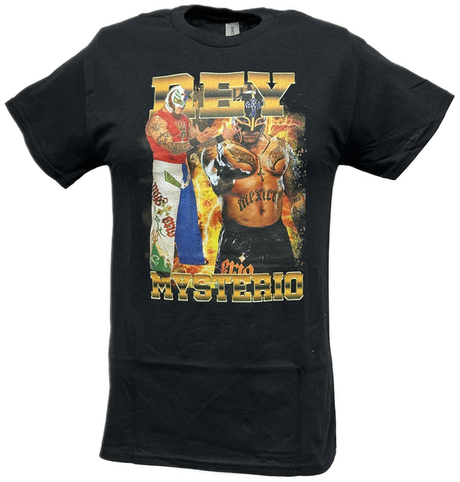 Rey Mysterio Standing Strong Mens Black T-shirt WWE by WWE | Extreme Wrestling Shirts