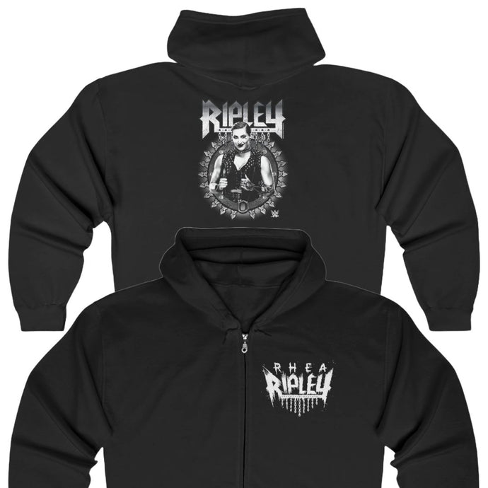 Rhea Bloody Ripley Black Zipper Hoody by EWS | Extreme Wrestling Shirts