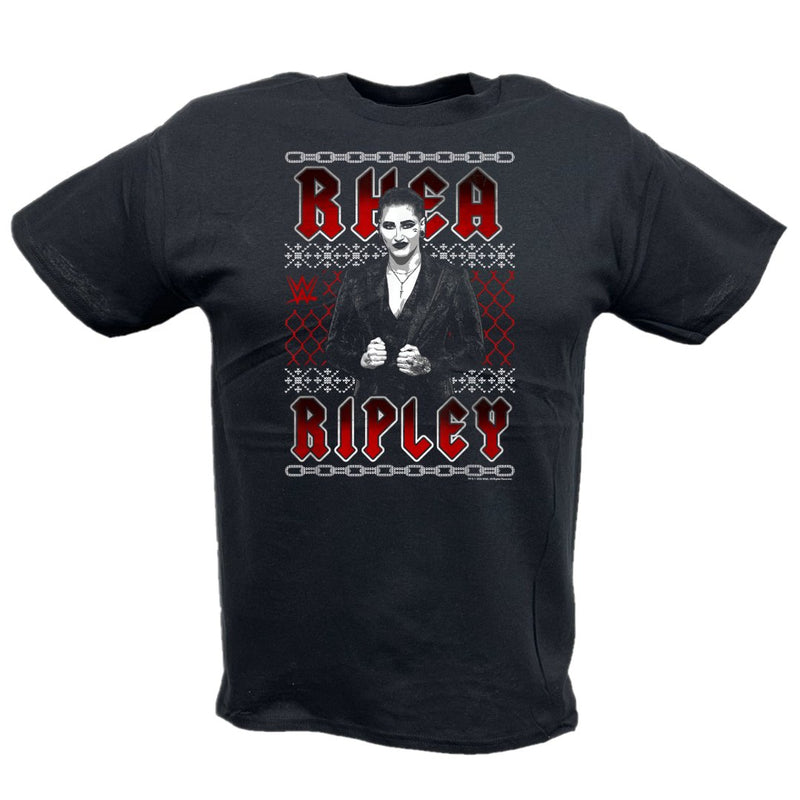 Load image into Gallery viewer, Rhea Ripley Christmas Kids Youth Black T-shirt by EWS | Extreme Wrestling Shirts
