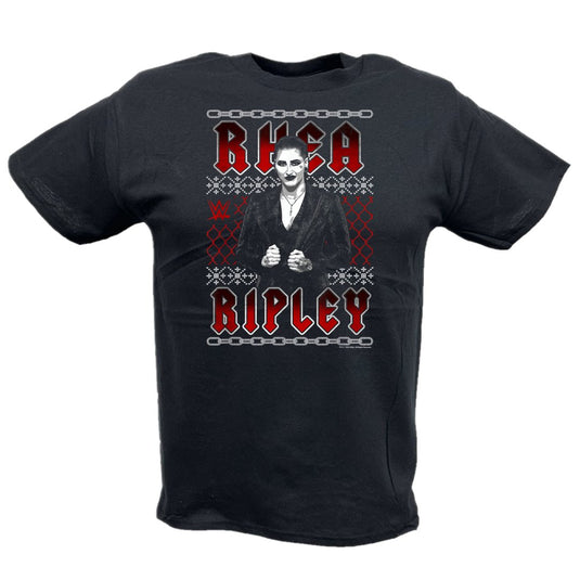 Rhea Ripley Christmas Kids Youth Black T-shirt by EWS | Extreme Wrestling Shirts