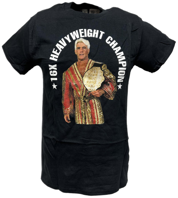 Ric Flair 16 Time Heavweight Champion WWE Mens Black T-shirt Sports Mem, Cards & Fan Shop > Fan Apparel & Souvenirs > Wrestling by Freeze | Extreme Wrestling Shirts