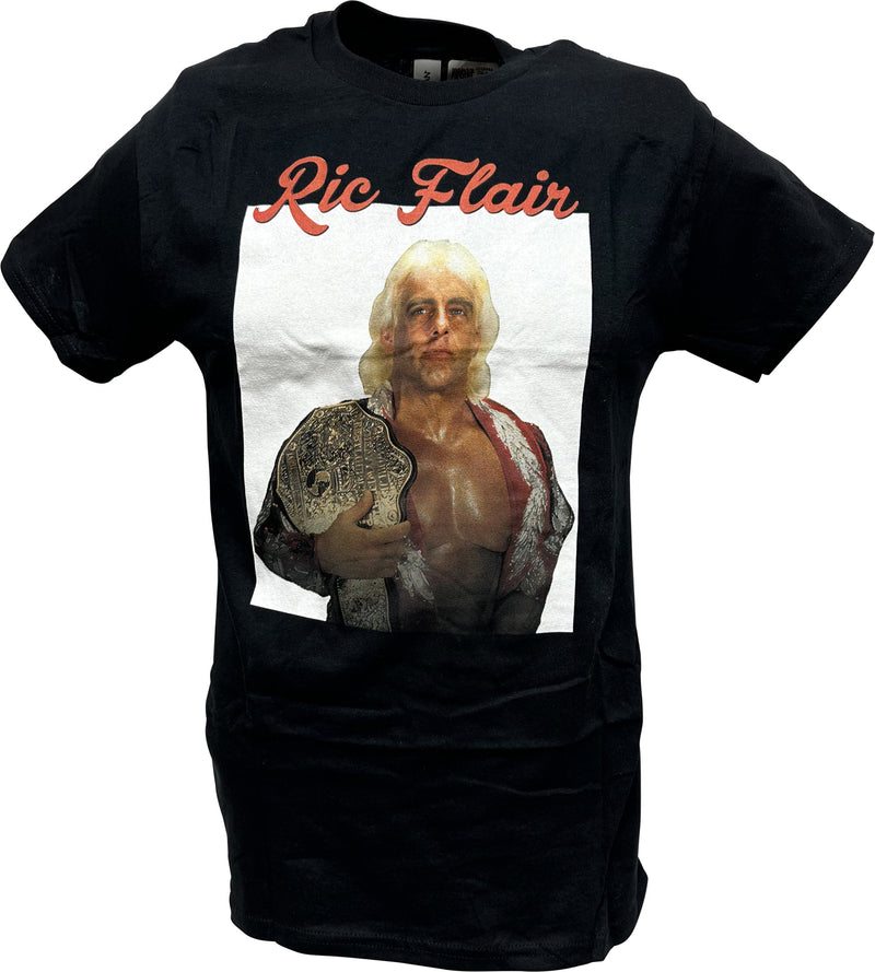 Load image into Gallery viewer, Ric Flair Championship Belt WWE Mens Black Photo T-shirt Sports Mem, Cards &amp; Fan Shop &gt; Fan Apparel &amp; Souvenirs &gt; Wrestling by Freeze | Extreme Wrestling Shirts
