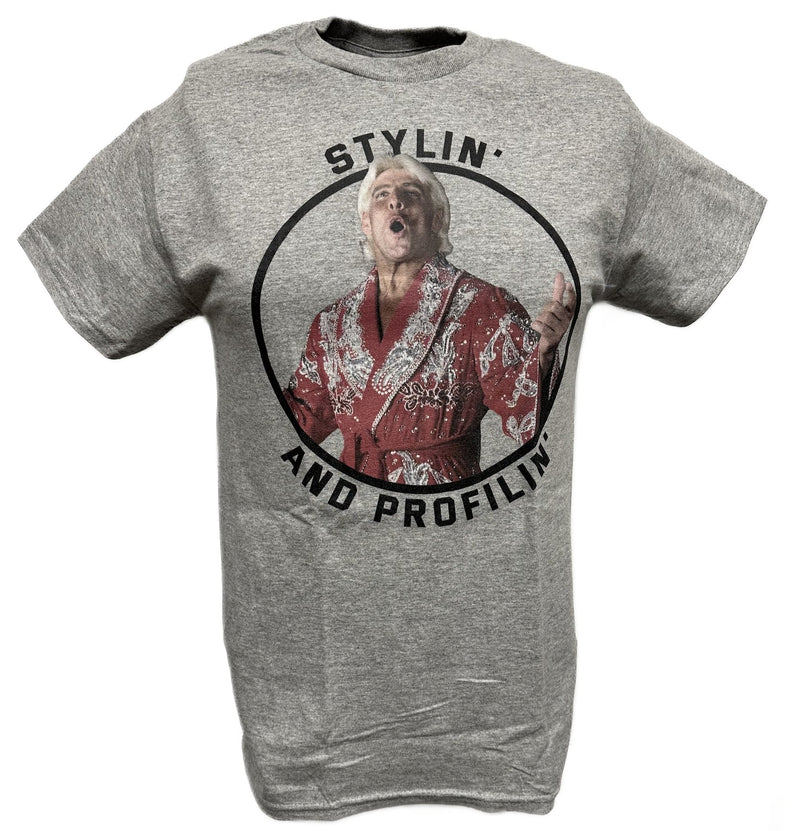 Load image into Gallery viewer, Ric Flair Gray Stylin and Profilin WWE Mens T-shirt Sports Mem, Cards &amp; Fan Shop &gt; Fan Apparel &amp; Souvenirs &gt; Wrestling by Freeze | Extreme Wrestling Shirts
