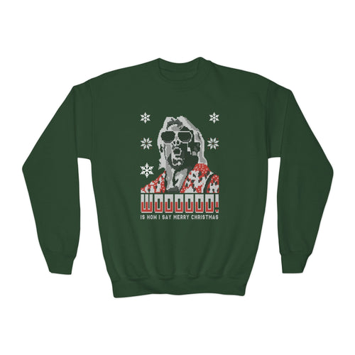 Ric Flair Green Ugly Christmas Kids Youth Sweater Sweatshirt by EWS | Extreme Wrestling Shirts