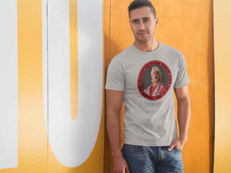 Load image into Gallery viewer, Ric Flair Limousine Ridin Jet Flyin Mens Gray T-shirt Sports Mem, Cards &amp; Fan Shop &gt; Fan Apparel &amp; Souvenirs &gt; Wrestling by EWS | Extreme Wrestling Shirts
