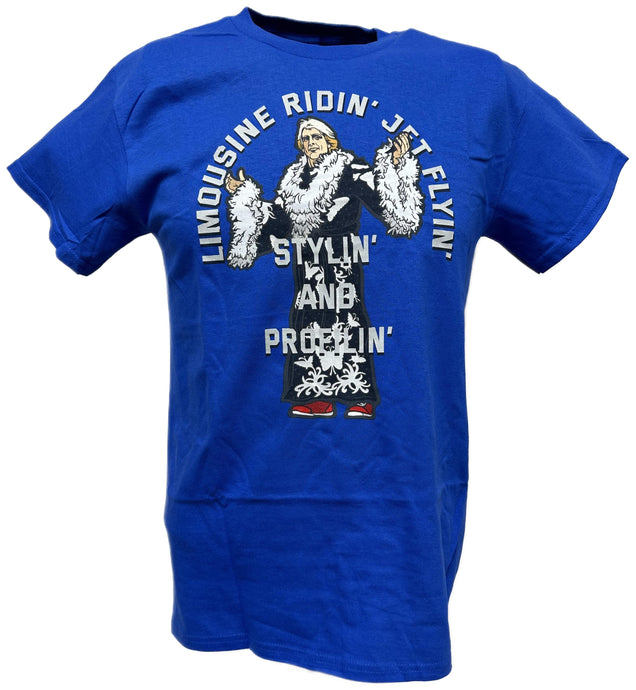 Ric Flair Limousine Stylin' and Profilin' Mens Blue T-shirt by WWE | Extreme Wrestling Shirts