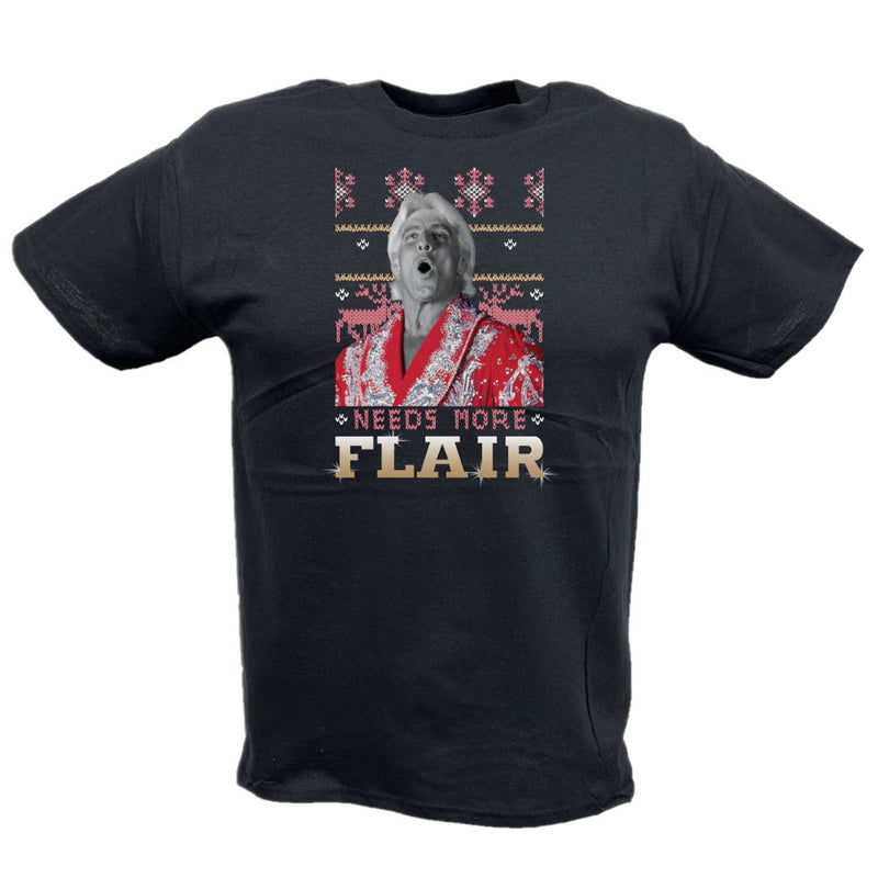 Load image into Gallery viewer, Ric Flair Needs More Christmas Flair Kids Youth Black T-shirt by EWS | Extreme Wrestling Shirts
