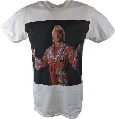 Load image into Gallery viewer, Ric Flair Red Robe Photo WWE Mens White T-shirt Sports Mem, Cards &amp; Fan Shop &gt; Fan Apparel &amp; Souvenirs &gt; Wrestling by Freeze | Extreme Wrestling Shirts
