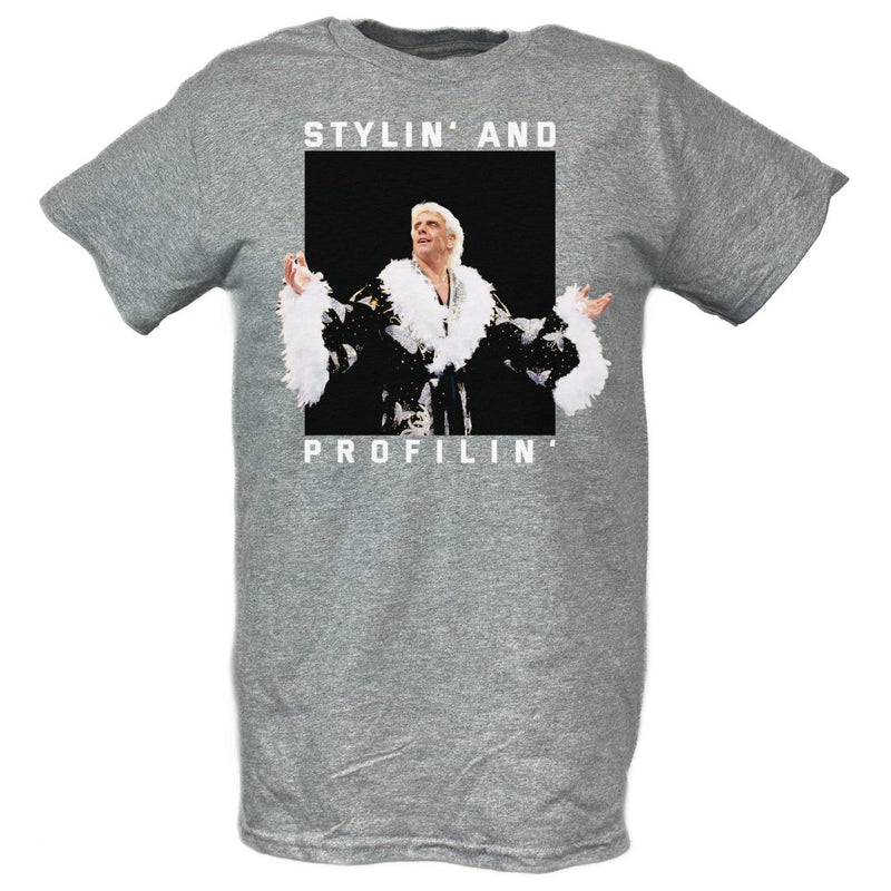 Load image into Gallery viewer, Ric Flair Stylin and Profilin Mens Grey T-shirt Sports Mem, Cards &amp; Fan Shop &gt; Fan Apparel &amp; Souvenirs &gt; Wrestling by EWS | Extreme Wrestling Shirts
