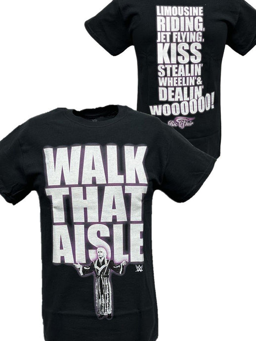 Ric Flair Walk That Aisle Woooo Mens Black T-shirt Sports Mem, Cards & Fan Shop > Fan Apparel & Souvenirs > Wrestling by EWS | Extreme Wrestling Shirts