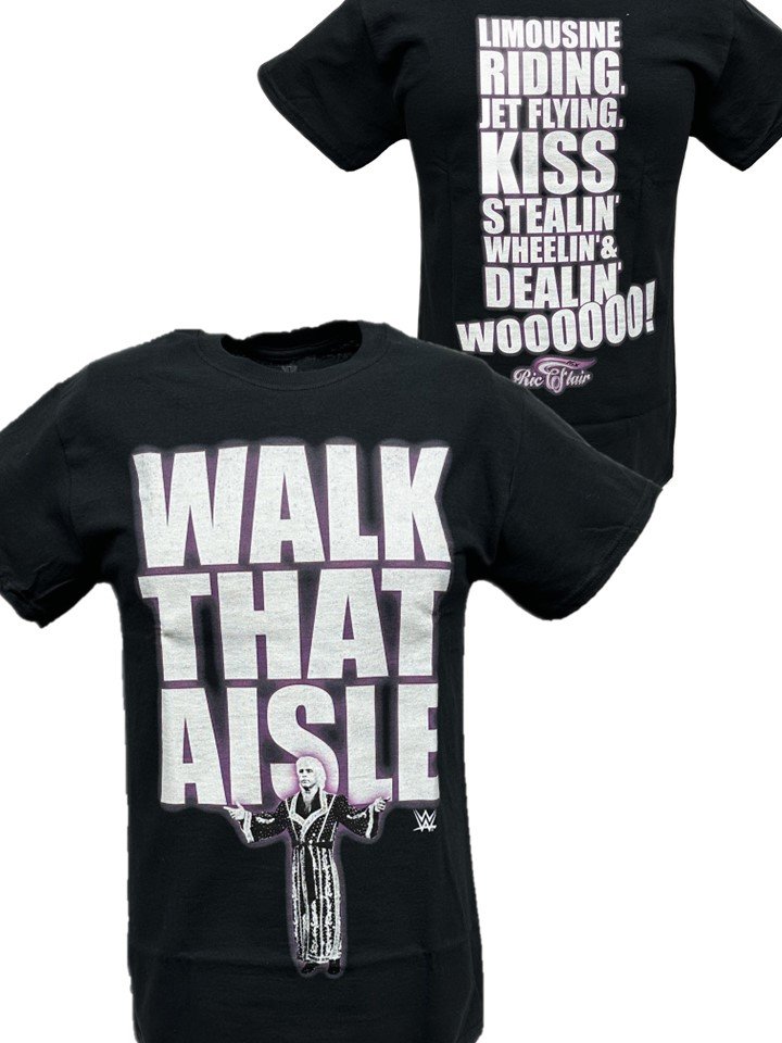 Load image into Gallery viewer, Ric Flair Walk That Aisle Woooo Mens Black T-shirt Sports Mem, Cards &amp; Fan Shop &gt; Fan Apparel &amp; Souvenirs &gt; Wrestling by EWS | Extreme Wrestling Shirts
