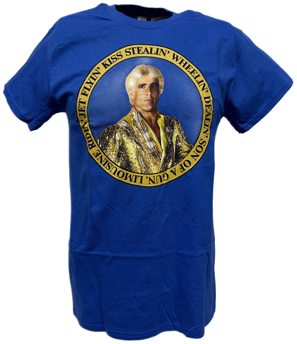 Ric Flair Wheelin Dealin Kiss Stealin Jet Flyin WWE Mens Blue T-shirt Sports Mem, Cards & Fan Shop > Fan Apparel & Souvenirs > Wrestling by Freeze | Extreme Wrestling Shirts