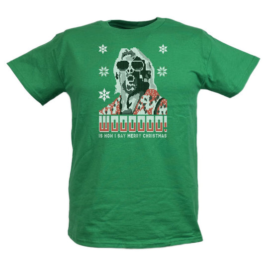 Ric Flair Wooooo Christmas Kids Youth Green T-shirt by EWS | Extreme Wrestling Shirts