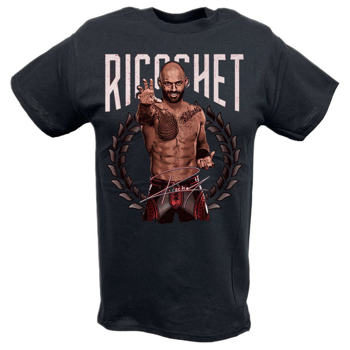 Ricochet Signature Pose BlackT-shirt by EWS | Extreme Wrestling Shirts