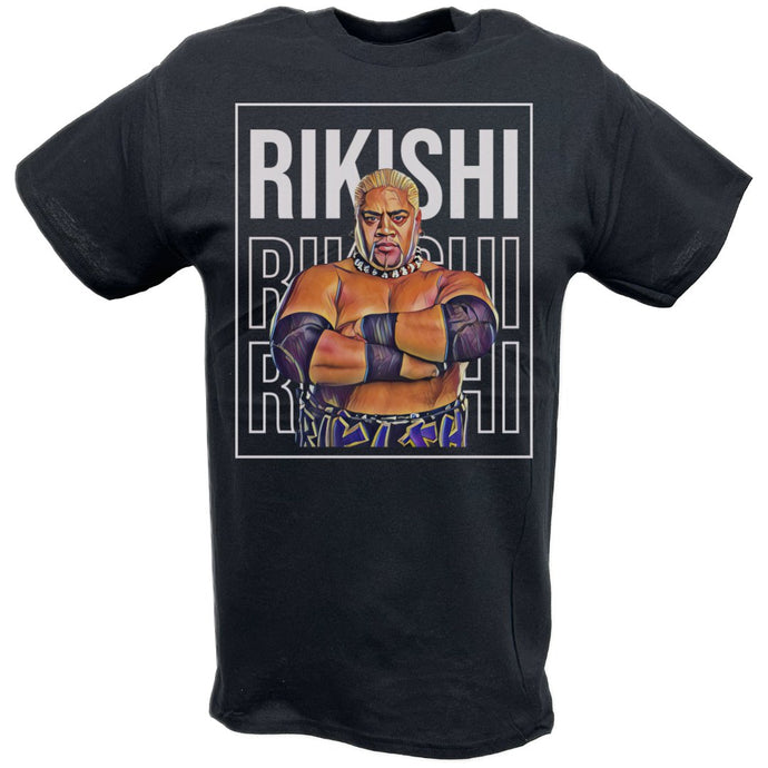 Rikishi Pose Staredown Black T-shirt by EWS | Extreme Wrestling Shirts