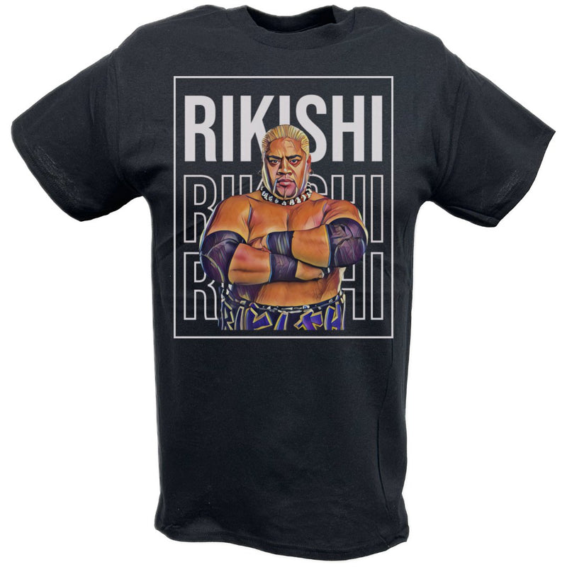 Load image into Gallery viewer, Rikishi Pose Staredown Black T-shirt by EWS | Extreme Wrestling Shirts
