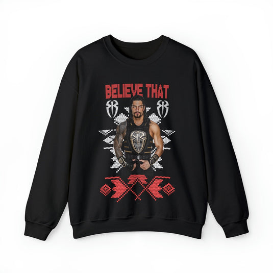 Roman Reigns Believe That WWE Ugly Christmas Mens Sweater Sweatshirt XXL Sports Mem, Cards & Fan Shop > Fan Apparel & Souvenirs > Wrestling by Extreme Wrestling Shirts | Extreme Wrestling Shirts