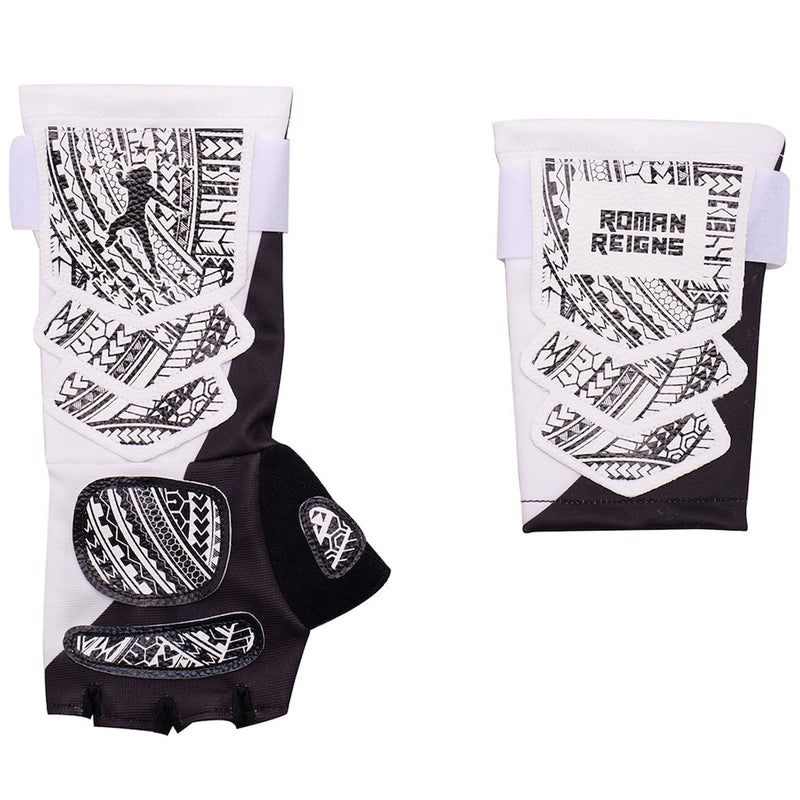 Load image into Gallery viewer, Roman Reigns Black and White Replica Glove &amp; Wrist Sleeve Set — Officially Licensed WWE Gear White &amp; Black by EWS | Extreme Wrestling Shirts
