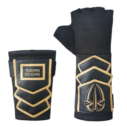 Roman Reigns Logo WWE Punch Glove Set Gold Apparel by EWS | Extreme Wrestling Shirts