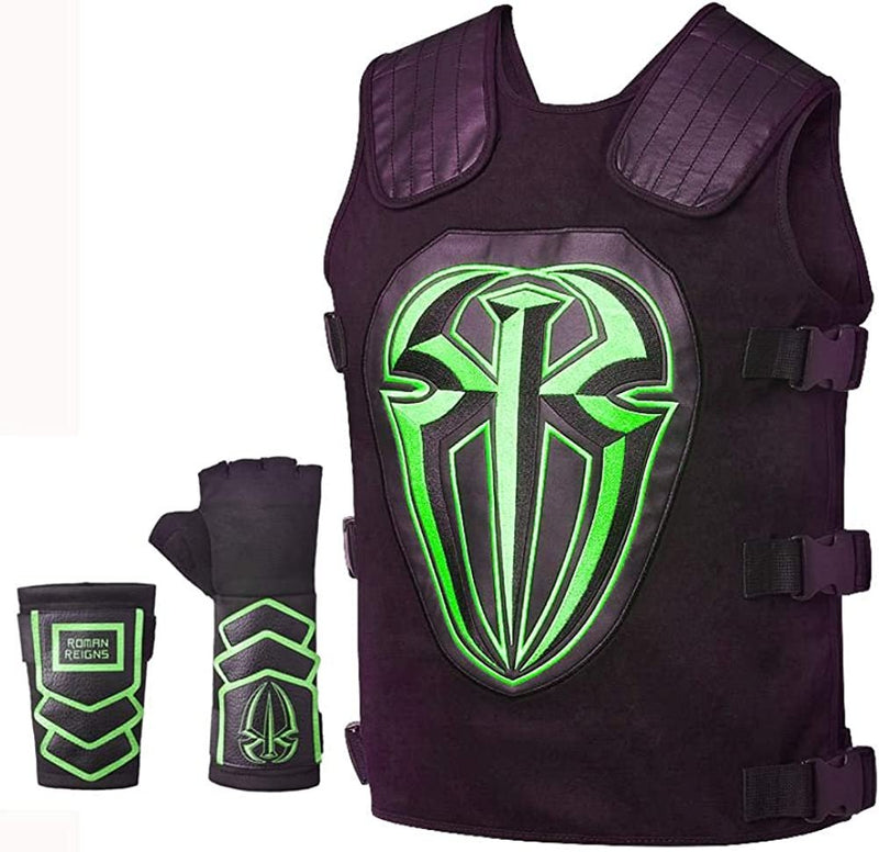 Load image into Gallery viewer, Roman Reigns Tactical Replica Vest Superman Punch Glove Costume-Onyx Black Green Sports Mem, Cards &amp; Fan Shop &gt; Fan Apparel &amp; Souvenirs &gt; Wrestling by WWE Authentic | Extreme Wrestling Shirts
