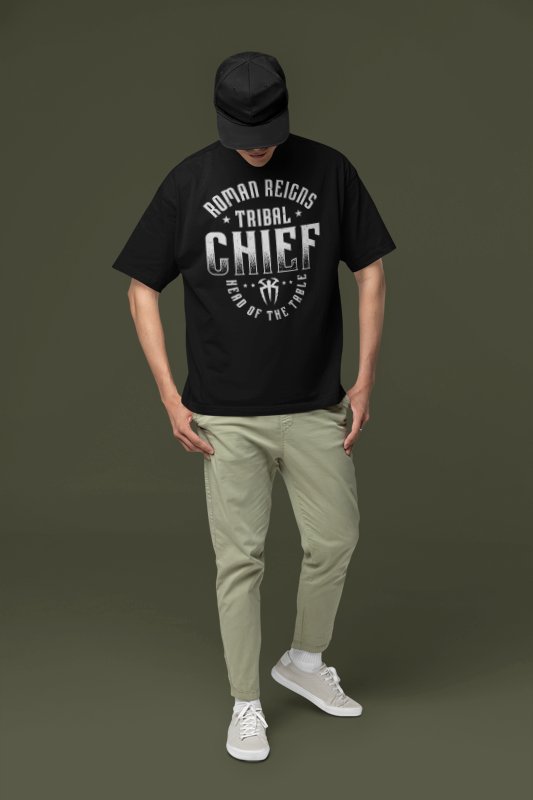 Roman Reigns Tribal Chief Head of The Table Black T-shirt by EWS | Extreme Wrestling Shirts