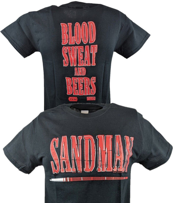 Sandman Blood Sweat Beers ECW Mens T-shirt by EWS | Extreme Wrestling Shirts