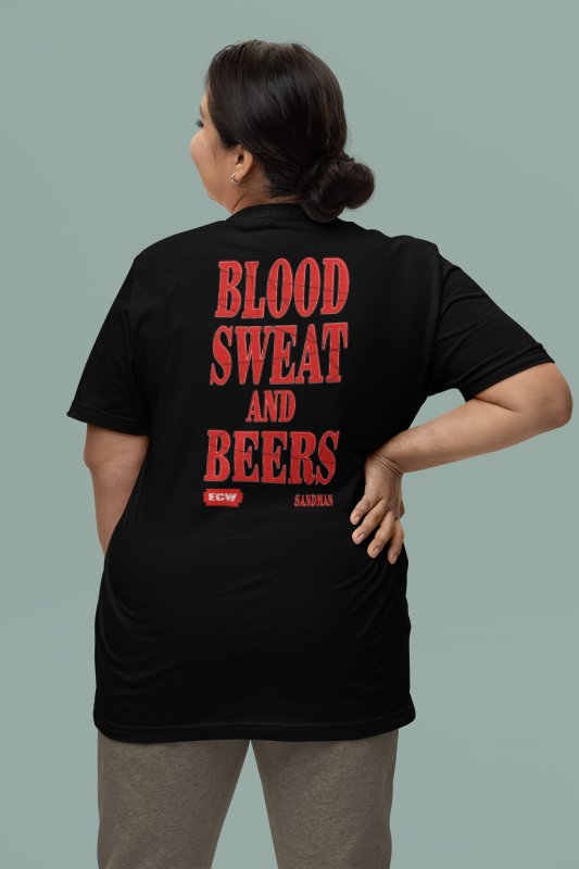 Sandman Blood Sweat Beers ECW Mens T-shirt by EWS | Extreme Wrestling Shirts