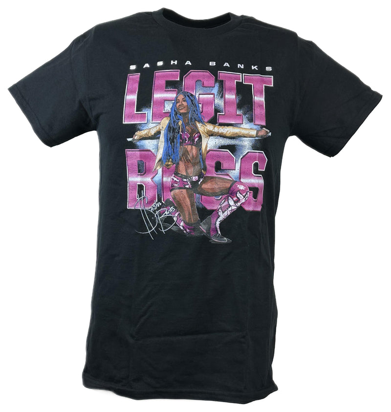 Load image into Gallery viewer, Sasha Banks Legit Boss Purple Power Pose T-shirt by EWS | Extreme Wrestling Shirts
