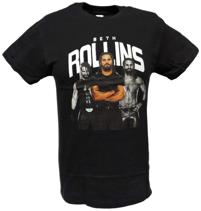 Seth Rollins 3 Pose Mens Black T-shirt by EWS | Extreme Wrestling Shirts