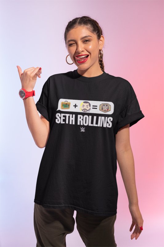 Load image into Gallery viewer, Seth Rollins Money In The Bank Emoji Mens Black T-shirt Sports Mem, Cards &amp; Fan Shop &gt; Fan Apparel &amp; Souvenirs &gt; Wrestling by EWS | Extreme Wrestling Shirts
