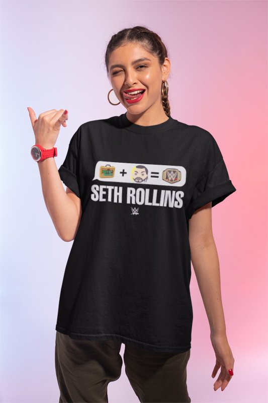 Load image into Gallery viewer, Seth Rollins Money In The Bank Emoji WWE Mens Black T-shirt Sports Mem, Cards &amp; Fan Shop &gt; Fan Apparel &amp; Souvenirs &gt; Wrestling by EWS | Extreme Wrestling Shirts
