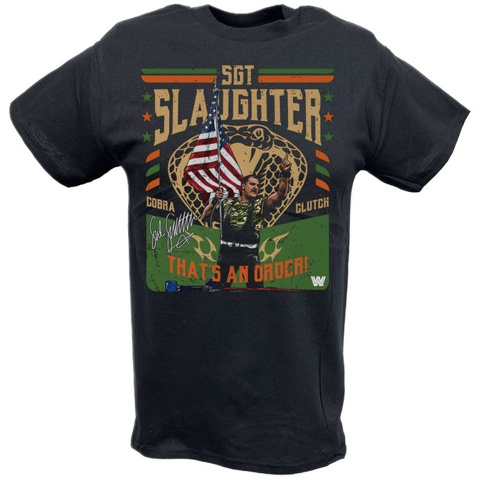 Sgt Slaughter Cobra Black T-shirt by EWS | Extreme Wrestling Shirts