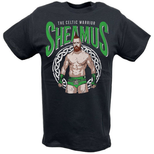 Sheamus The Celtic Warrior Pose Black T-shirt by EWS | Extreme Wrestling Shirts