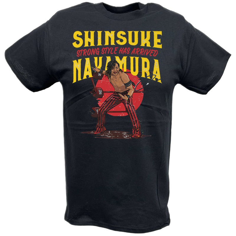 Load image into Gallery viewer, Shinsuke Nakamura Strong Style Has Arrived Black T-shirt by EWS | Extreme Wrestling Shirts
