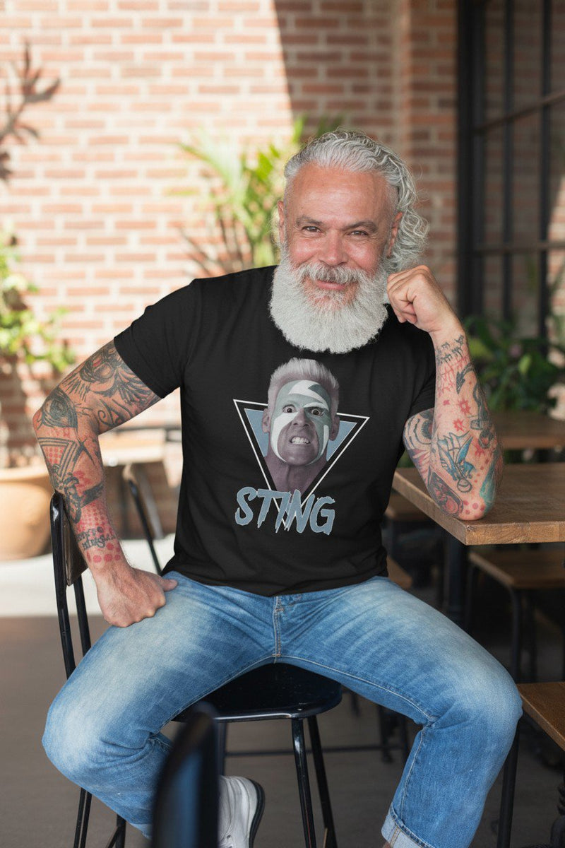 Load image into Gallery viewer, Sting Painted Face Mens Black T-shirt by EWS | Extreme Wrestling Shirts
