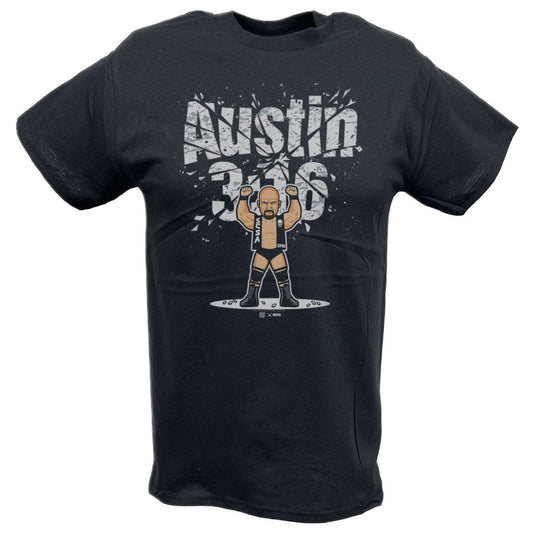 Stone Cold Steve Austin 316 Cartoon Black T-shirt by EWS | Extreme Wrestling Shirts