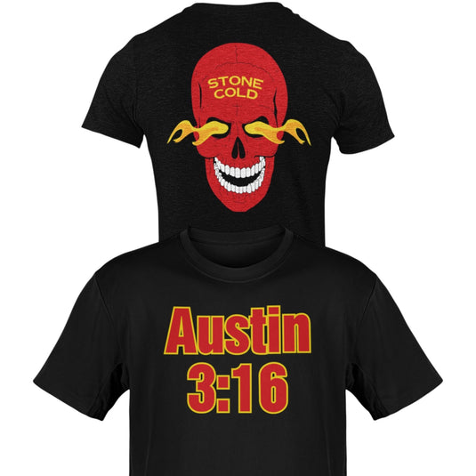 Stone Cold Steve Austin 316 Red Fire Skull T-shirt by EWS | Extreme Wrestling Shirts