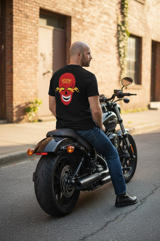 Stone Cold Steve Austin 316 Red Fire Skull T-shirt by EWS | Extreme Wrestling Shirts
