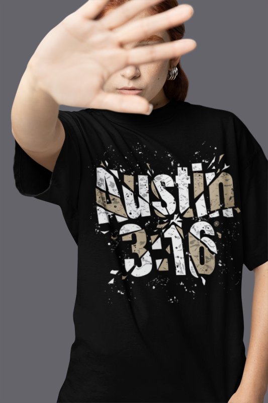 Stone Cold Steve Austin 316 Shattered Black T-shirt by EWS | Extreme Wrestling Shirts