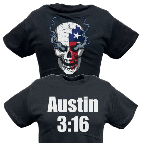 Stone Cold Steve Austin 316 Texas Flag Smoking Skull T-shirt by EWS | Extreme Wrestling Shirts