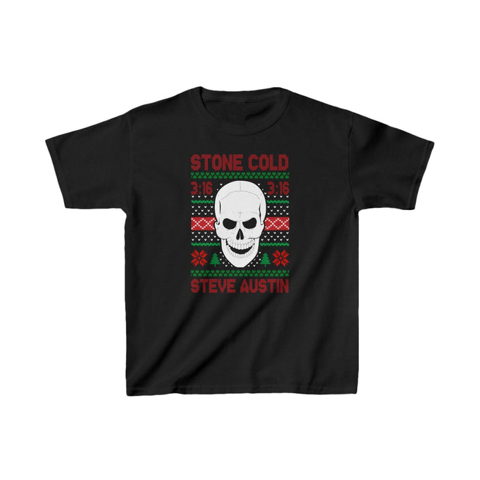 Stone Cold Steve Austin 3:16 Ugly Christmas Kids Youth Black T-shirt by EWS | Extreme Wrestling Shirts