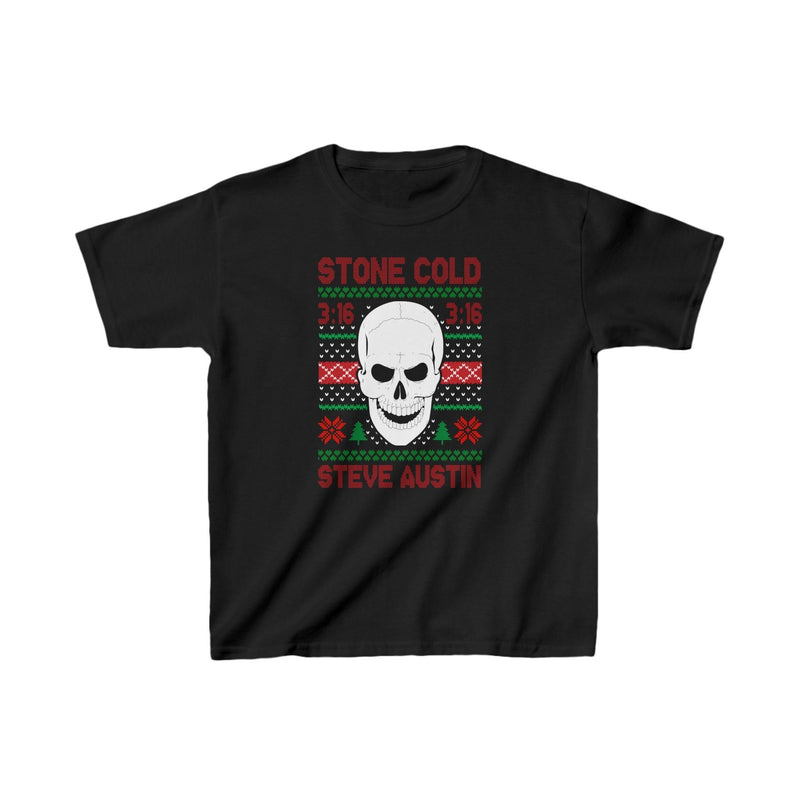 Load image into Gallery viewer, Stone Cold Steve Austin 3:16 Ugly Christmas Kids Youth Black T-shirt by EWS | Extreme Wrestling Shirts
