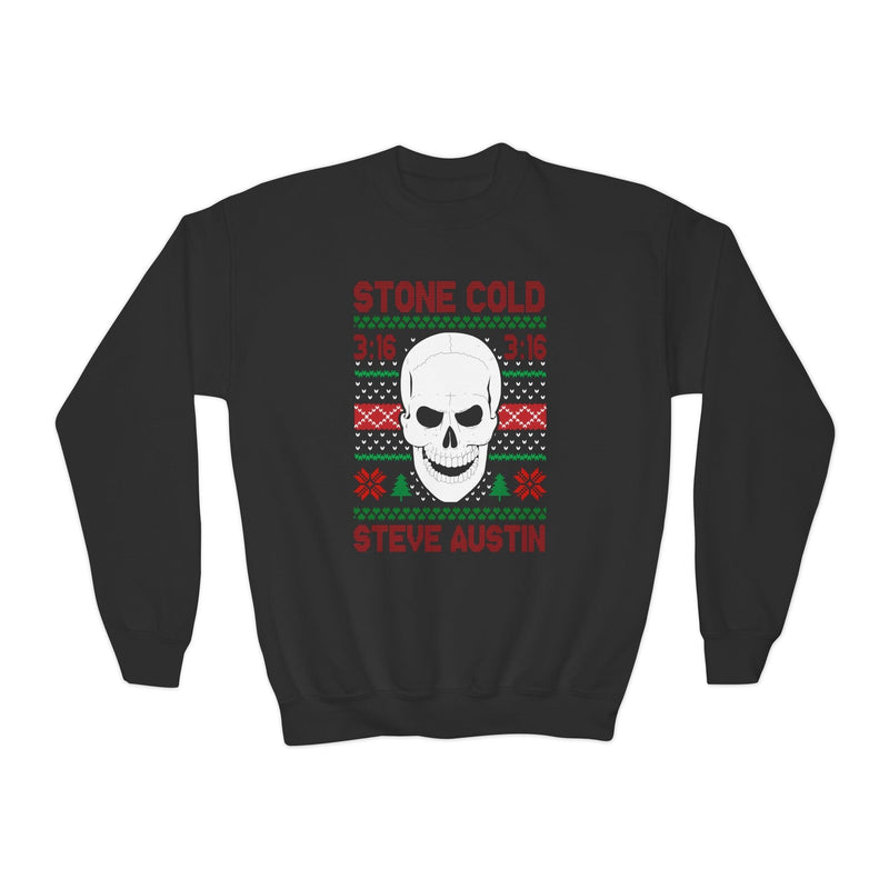 Load image into Gallery viewer, Stone Cold Steve Austin 3:16 Ugly Christmas Kids Youth Sweater Sweatshirt by EWS | Extreme Wrestling Shirts
