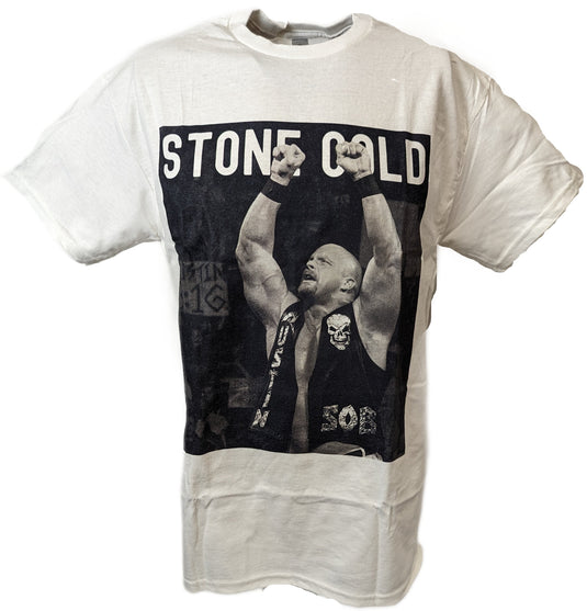 Stone Cold Steve Austin Arms Raised WWE Mens White T-shirt Sports Mem, Cards & Fan Shop > Fan Apparel & Souvenirs > Wrestling by WWE | Extreme Wrestling Shirts