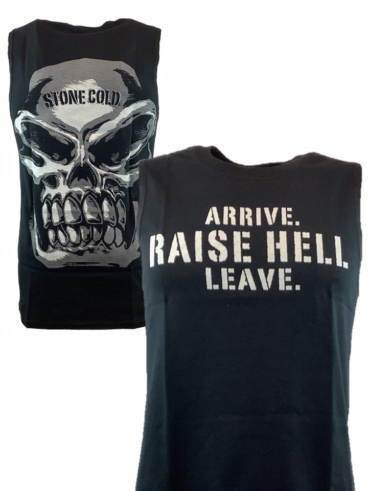 Load image into Gallery viewer, Stone Cold Steve Austin Arrive Raise Hell Leave Sleeveless Muscle Mens T-shirt Sports Mem, Cards &amp; Fan Shop &gt; Fan Apparel &amp; Souvenirs &gt; Wrestling by EWS | Extreme Wrestling Shirts
