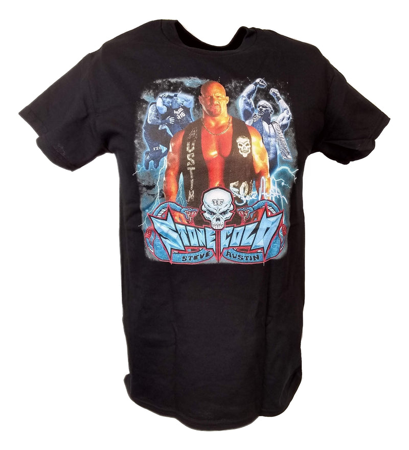 Load image into Gallery viewer, Stone Cold Steve Austin Blue Rattlesnake Hellraiser Mens Black T-shirt by EWS | Extreme Wrestling Shirts
