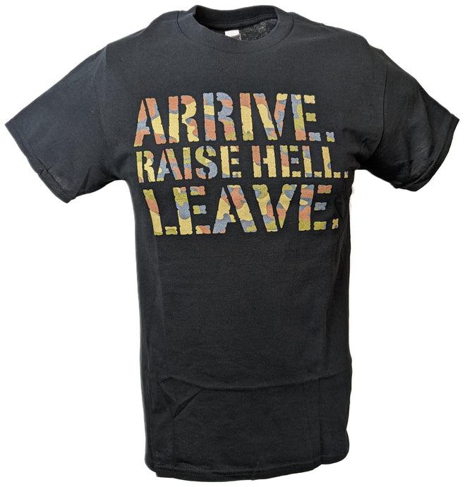 Stone Cold Steve Austin Camo Raise Hell Leave Black T-shirt by EWS | Extreme Wrestling Shirts