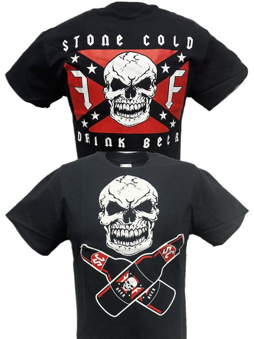 Stone Cold Steve Austin Drink Beer Skull Flag Mens Black T-shirt Sports Mem, Cards & Fan Shop > Fan Apparel & Souvenirs > Wrestling by EWS | Extreme Wrestling Shirts