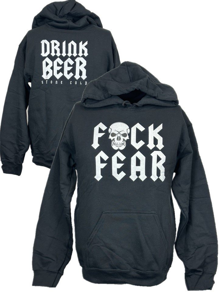 Load image into Gallery viewer, Stone Cold Steve Austin F Fear Drink Beer Black Pullover Hoody Sweatshirt by EWS | Extreme Wrestling Shirts
