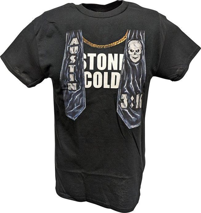 Stone Cold Steve Austin Mock Vest Black T-shirt by EWS | Extreme Wrestling Shirts